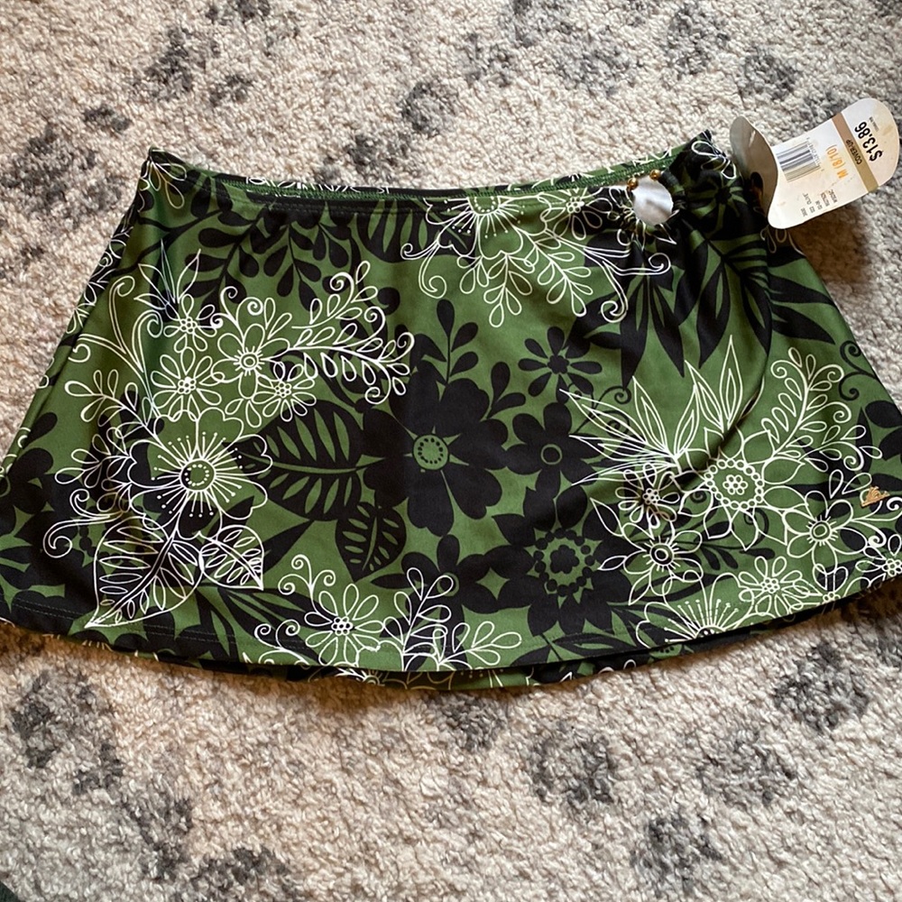 COPY - Green print bathing suit skirt cover up